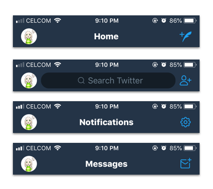 top left profile button