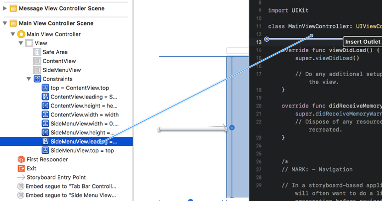 control drag to view controller